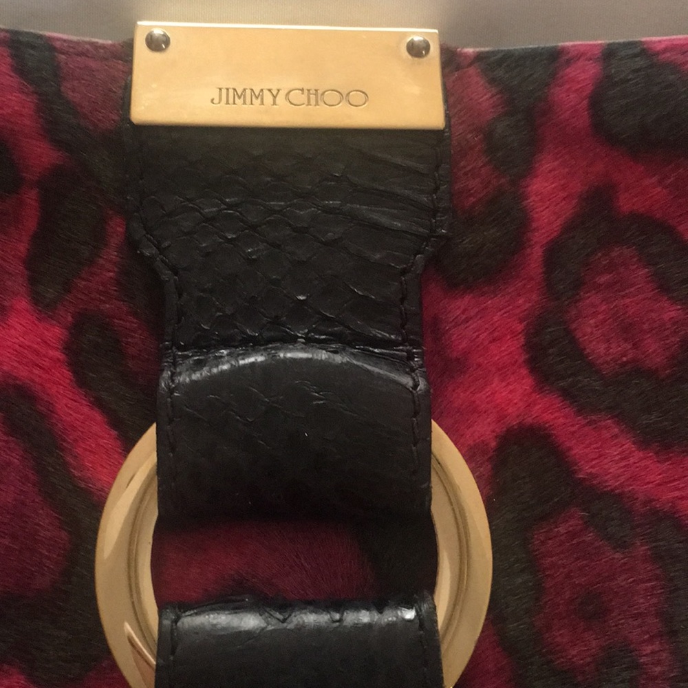 Jimmy Choo hot pink leopard print clutch bag